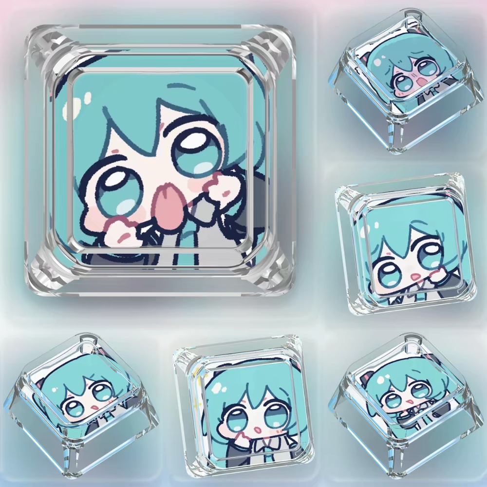Pc Gaming Hatsune Miku - Cartoon Hatsune Miku Keycap Q Version